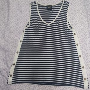 W5 Sz S Blue and White Stripe w/ Gold Buttons